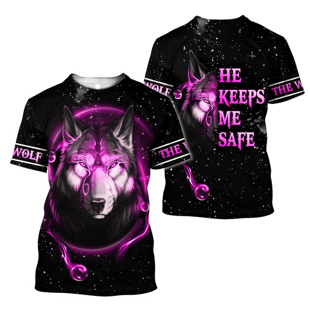 Galaxy Wolf He Keeps Me Safe Hoodie MEI