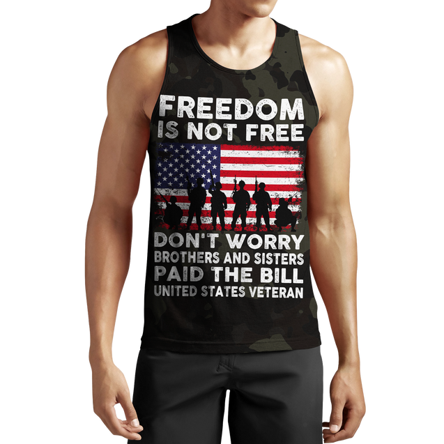 Veteran Freedom is not Free 3D all over printed shirts for men and women DD05252001-Apparel-Huyencass-Tank Top-S-Vibe Cosy™