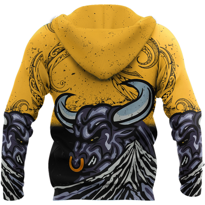 New zealand taranaki maori bull 3d all over printed shirt and short for man and women-Apparel-PL8386-Hoodie-S-Vibe Cosy™