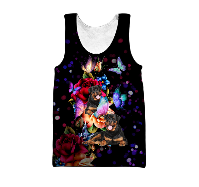 Rottweiler and Butterfly 3D All Over Print Hoodie