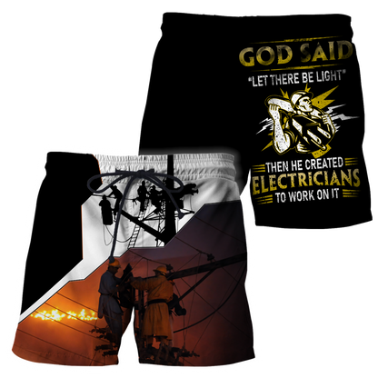 Premium Electrician Let There Be Light Unisex All Over Printed Shirts MEI