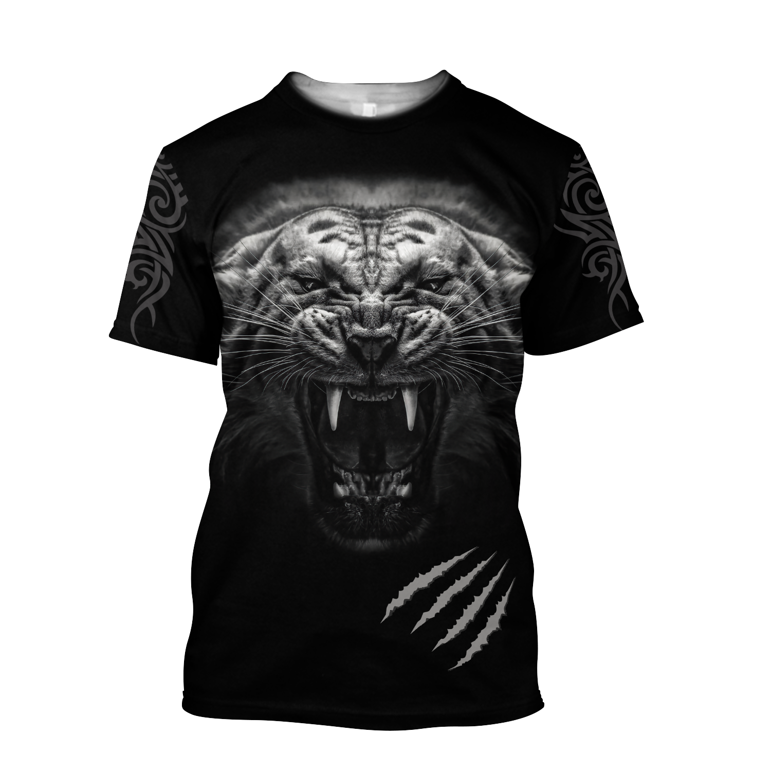 3D Tattoo White Tiger Over Printed Hoodie