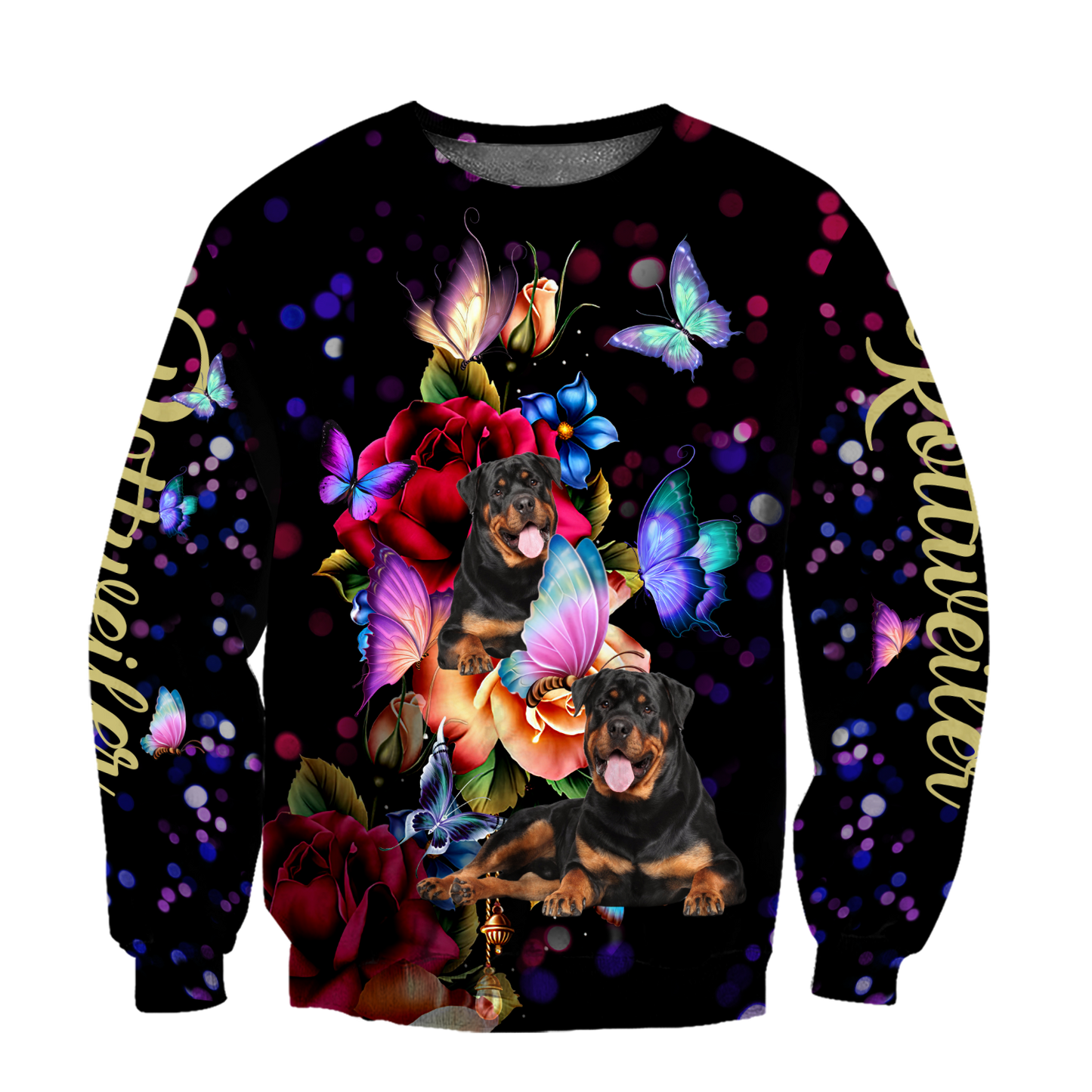 Rottweiler and Butterfly 3D All Over Print Hoodie