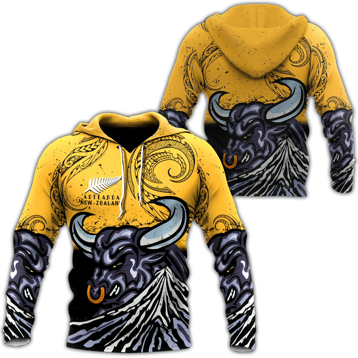 New zealand taranaki maori bull 3d all over printed shirt and short for man and women-Apparel-PL8386-Hoodie-S-Vibe Cosy™