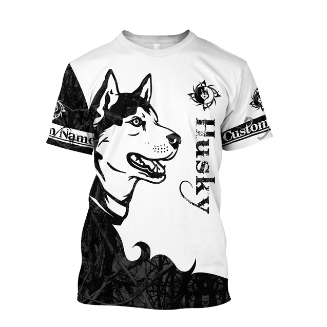 Husky black custom 3d hoodie shirt for men and women DD08122003S