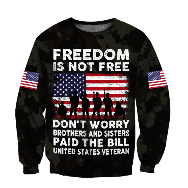 Veteran Freedom is not Free 3D all over printed shirts for men and women DD05252001-Apparel-Huyencass-Sweat Shirt-S-Vibe Cosy™