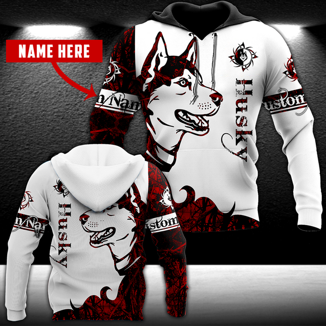 Husky red custom 3d hoodie shirt for men and women DD08122002S