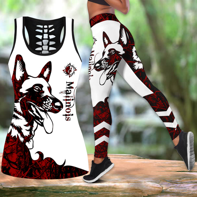 Malinois red tattoos legging + hollow tank combo DD08122005