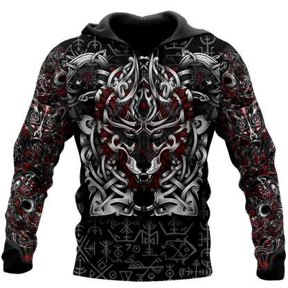 3D All Over Print Celtic Viking Wolf Hoodie DD08262002
