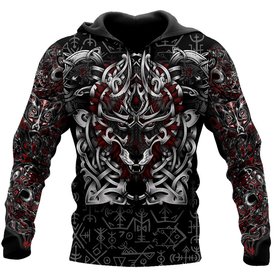 3D All Over Print Celtic Viking Wolf Hoodie DD08262002