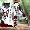 Boston Terrier red tattoos legging + hollow tank combo DD09172002