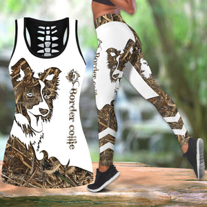 Border collie brown tattoos legging + hollow tank combo DD08132002S4