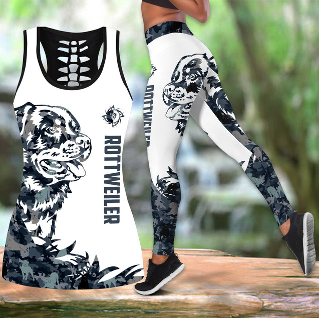 Rottweiler tattoos legging + hollow tank combo DD07302002-Apparel-HG-S-S-Vibe Cosy™