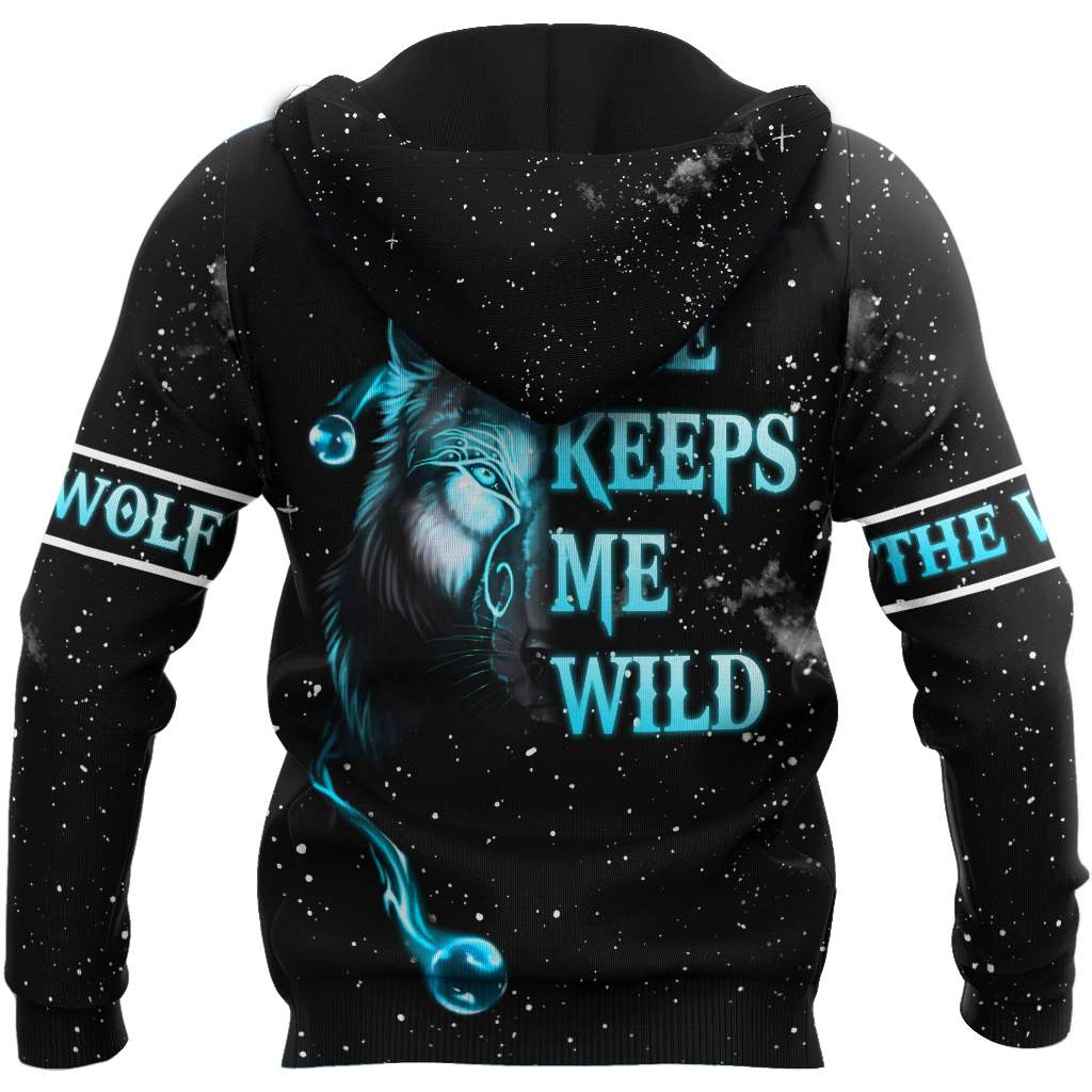 Love Gift Unisex All Over Printed Wolf Couple Hoodie MEI