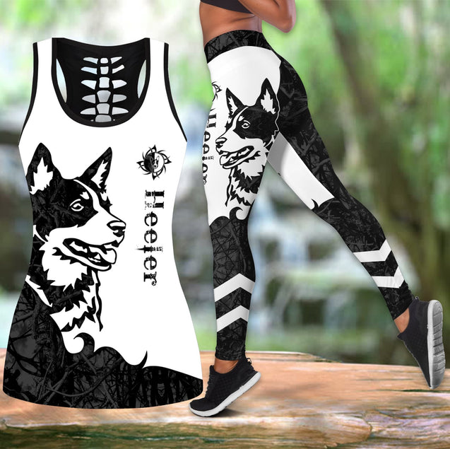 Heeler black tattoos legging + hollow tank combo DD08202002S