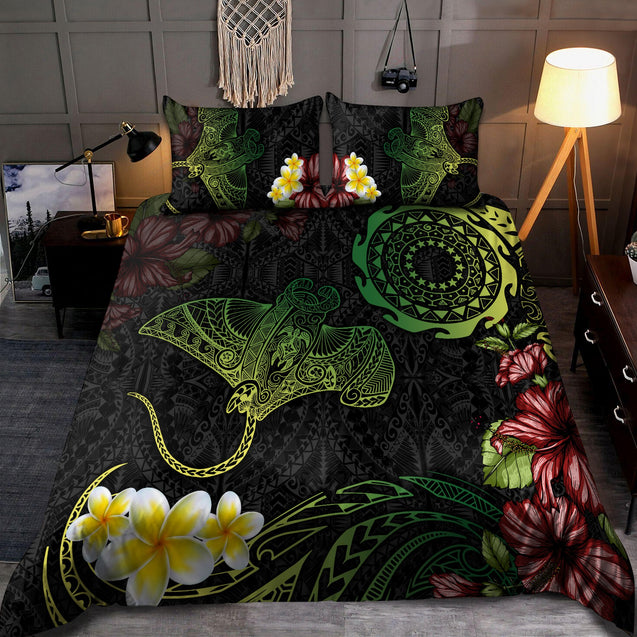 Cook Islands Bedding Set Beautiful Rays Tipani Hibiscus-Bedding Set-Huyencass-Twin-Vibe Cosy™