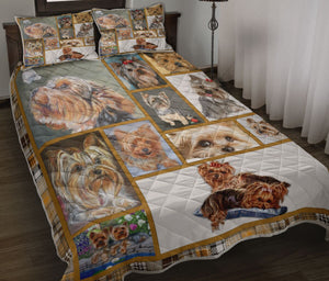 Premium Yorkshire Terrier Loving Dogs Quilt Bedding Set