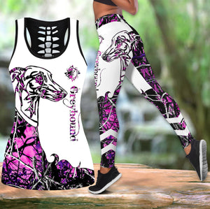 Greyhound pink tattoos legging + hollow tank combo DD09052002S2