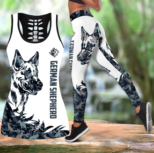 German shepherd tattoos legging + hollow tank combo DD07302001-Apparel-HG-S-S-Vibe Cosy™