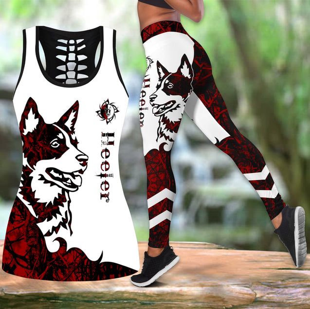 Heeler red tattoos legging + hollow tank combo DD08202002