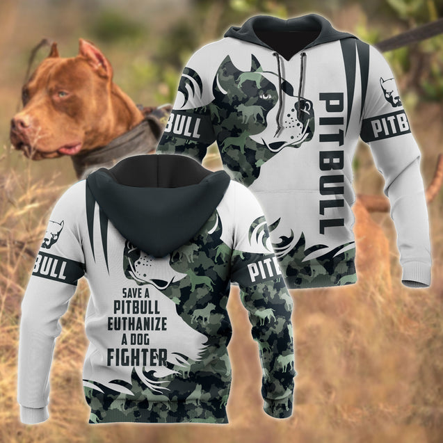 Save A Pit Bull Euthanize A Dog Fighter Camo Hoodie Shirt for Men and Women TR0810203