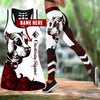Staffordshire Bull Terrier customize red tattoos legging + hollow tank combo DD08172001