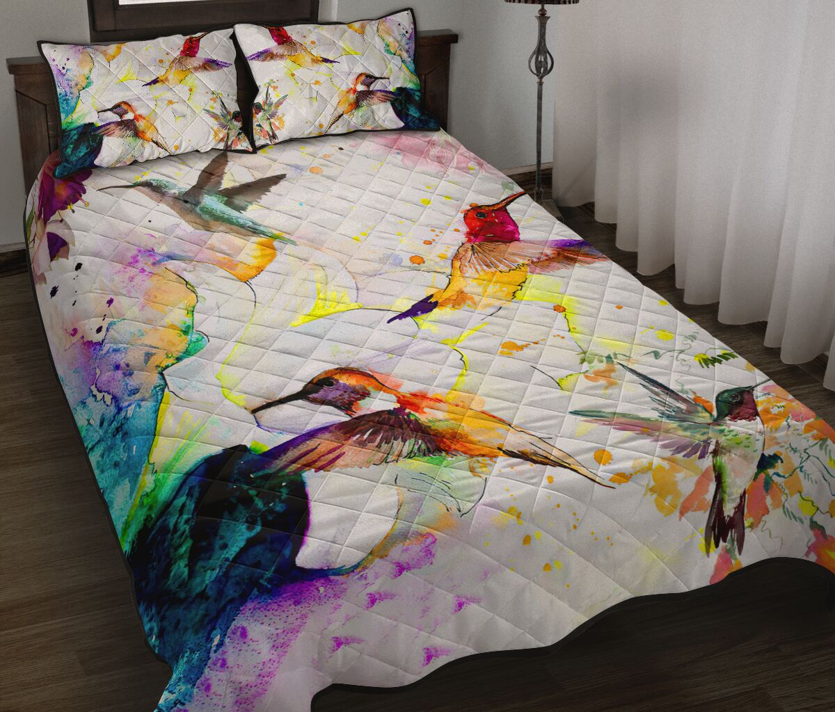 Hummingbird and Flowers Quilt Bedding Set By ML-Quilt-ML-King-Vibe Cosy™