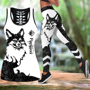 Papillon black tattoos legging + hollow tank combo DD09052001