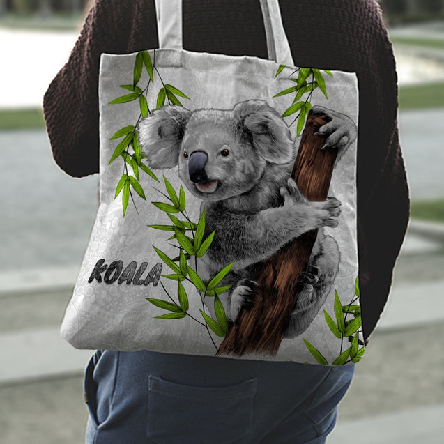 Koala Shopping Bags (Polyester fabric) NN6-TOTE BAGS-HP Arts-One Size-Aboriginal-Vibe Cosy™