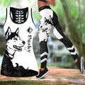 Husky black tattoos legging + hollow tank combo DD08122001S