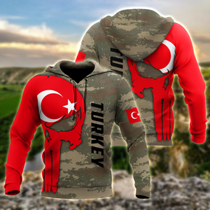 Turkey Skull Flag Camo Style 3D All Over Printed Hoodie Shirt Limited by SUN QB06232006-Apparel-SUN-Hoodie-S-Vibe Cosy™