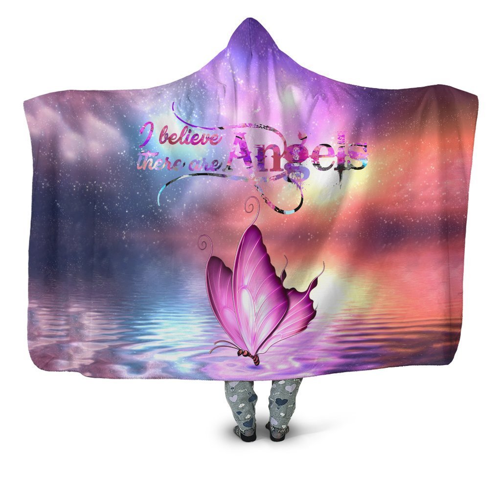 3D All Over Butterflies Art Pink Hoodie Dress Blanket-Apparel-TA-Hooded Blanket-Youth 49.6x59.05-Vibe Cosy™