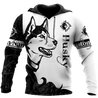 Husky black custom 3d hoodie shirt for men and women DD08122003S