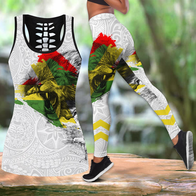 Jamaica lion legging + hollow tank combo DD07082001S-Apparel-HG-S-S-Vibe Cosy™