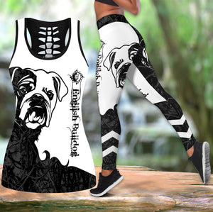 English bulldog black tattoos legging + hollow tank combo DD08072002S