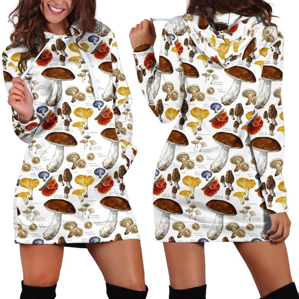 Mushroom Champignons-Apparel-NTH-Hoodie Dress-S-Vibe Cosy™