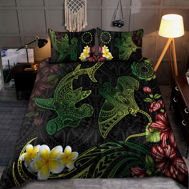 Cook Islands Bedding Set Beautiful Rays Shark Tipani Hibiscus-Bedding Set-Huyencass-Twin-Vibe Cosy™