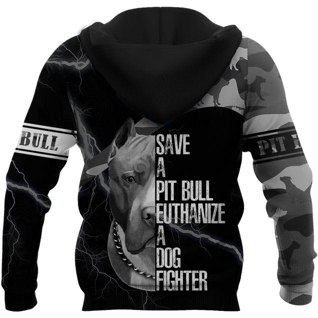 Save A Pit Bull Euthanize A Dog Fighter 3D All Over Print Hoodie DD09212001