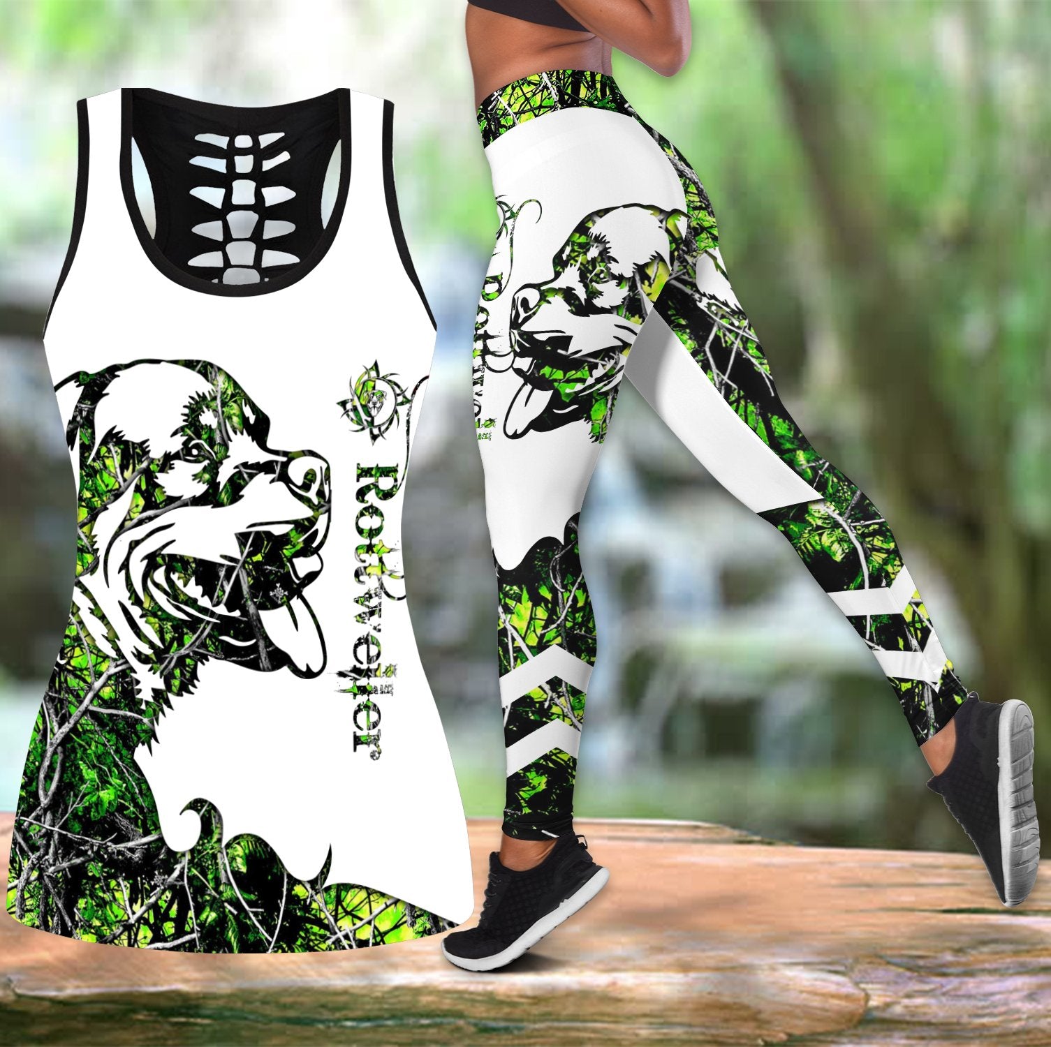 Rottweiler green tattoos legging + hollow tank combo DD07302005S-Apparel-HG-S-S-Vibe Cosy™