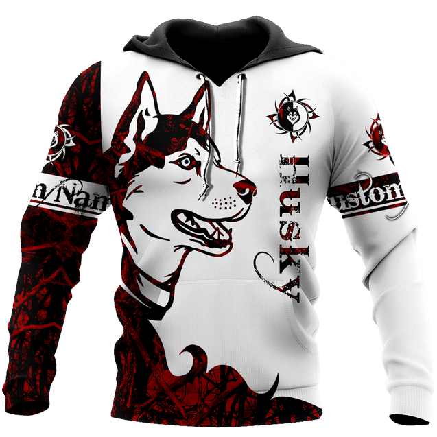 Husky red custom 3d hoodie shirt for men and women DD08122002S