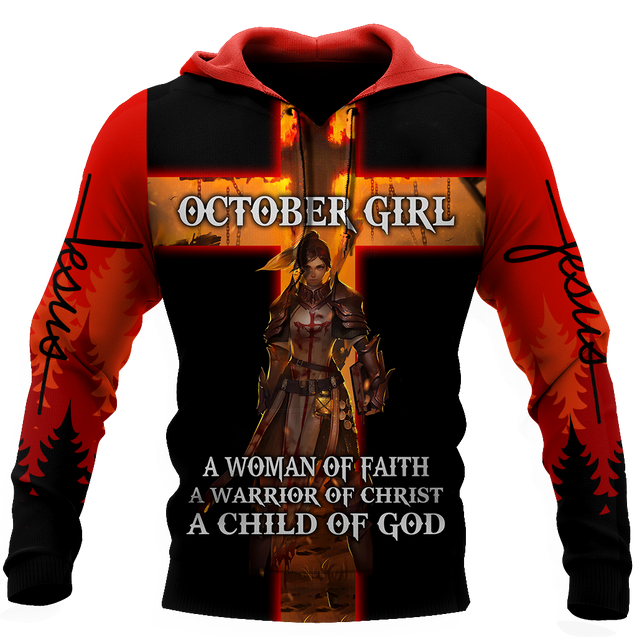 October Girl Warrior of Christ 3D All Over Print  Hoodie DD08282001