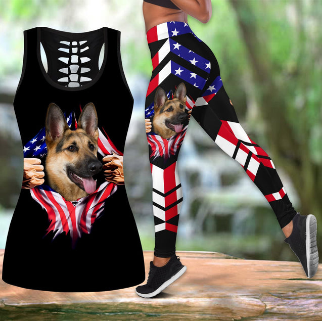 German shepherd tattoos legging + hollow tank combo DD07312001