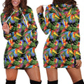 All Over Printing Scarlet Macaw Parrot Hoodie Dress-Apparel-Phaethon-Hoodie Dress-S-Vibe Cosy™