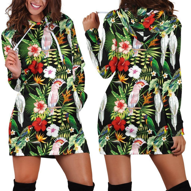 Major Mitchell’s Cockatoo Parrot and Flower Legging-Apparel-HbArts-Hoodie Dress-S-Vibe Cosy™