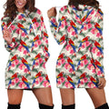 All Over Printing Scarlet Macaw And Flower Hoodie Dress-Apparel-Phaethon-Hoodie Dress-S-Vibe Cosy™