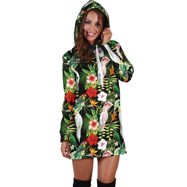Major Mitchell’s Cockatoo Parrot and Flower Legging-Apparel-HbArts-Hoodie Dress-S-Vibe Cosy™