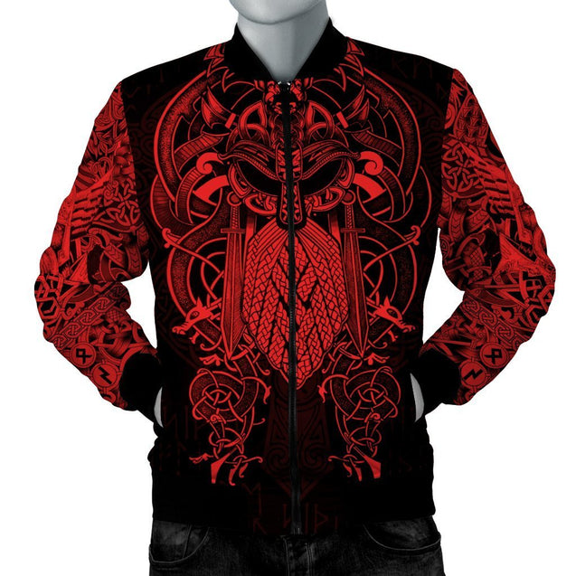 Vikings - The Raven Red of Odin Tattoo-Apparel-HP Arts-Bomber Jacket-S-Vibe Cosy™