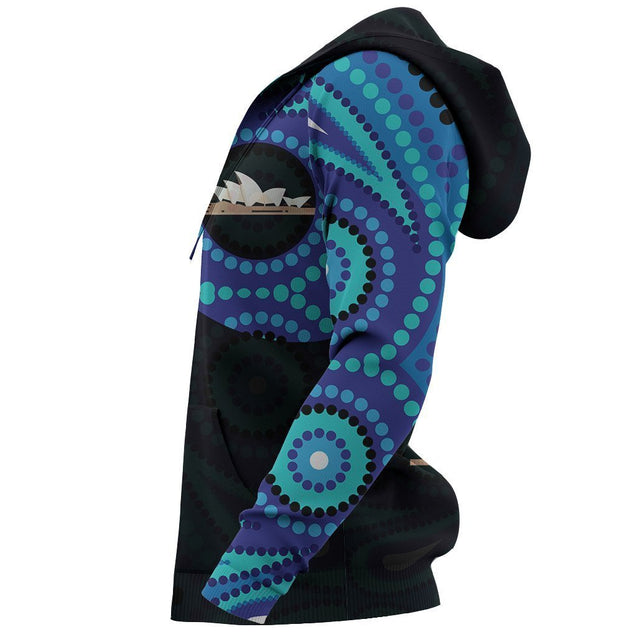 Australia In My Heart Aboriginal Tattoo Sydney Opera House Hoodie-Apparel-HD09-Hoodie-S-Vibe Cosy™