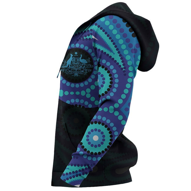 Australia In My Heart Aboriginal Tattoo Coat Of Arms Hoodie NNK1413-Apparel-PL8386-Hoodie-S-Vibe Cosy™