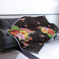 Hawaii Hibiscus Turtle Quilt Blanket - AH - J4-QUILT BLANKETS-PodEz-Twin-White-100% Cotton-Vibe Cosy™